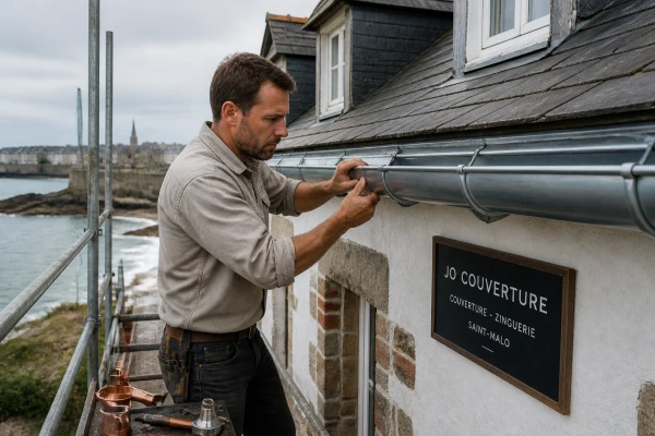 Installation gouttières zinc demi-ronde Dinard