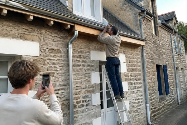 Pose gouttières zinc maison ancienne Saint-Servan