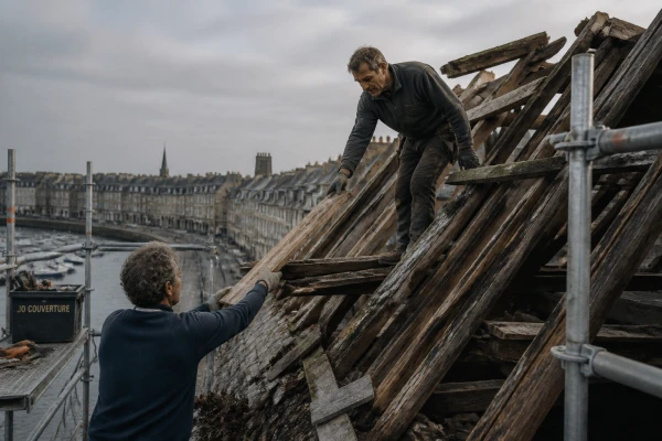 Remplacement bois charpente vétuste habitation Saint-Malo